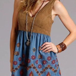 Stetson Womens Denim Blue Denim Faux Suede XL